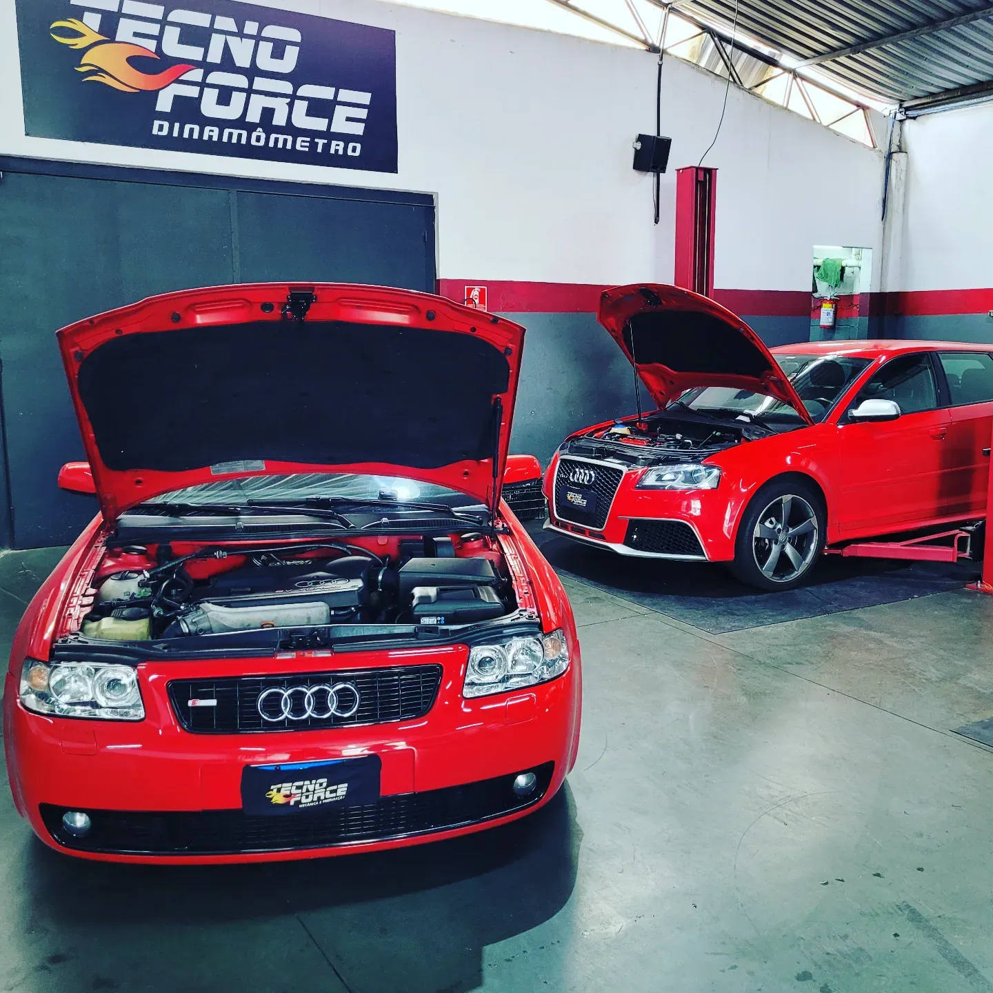 Equipe da Tecno Force realizando manutenção especializada em veículo premium